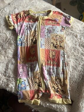 Unbranded Yellow Winnie the Pooh Patchwork Kids Pajama Romper
